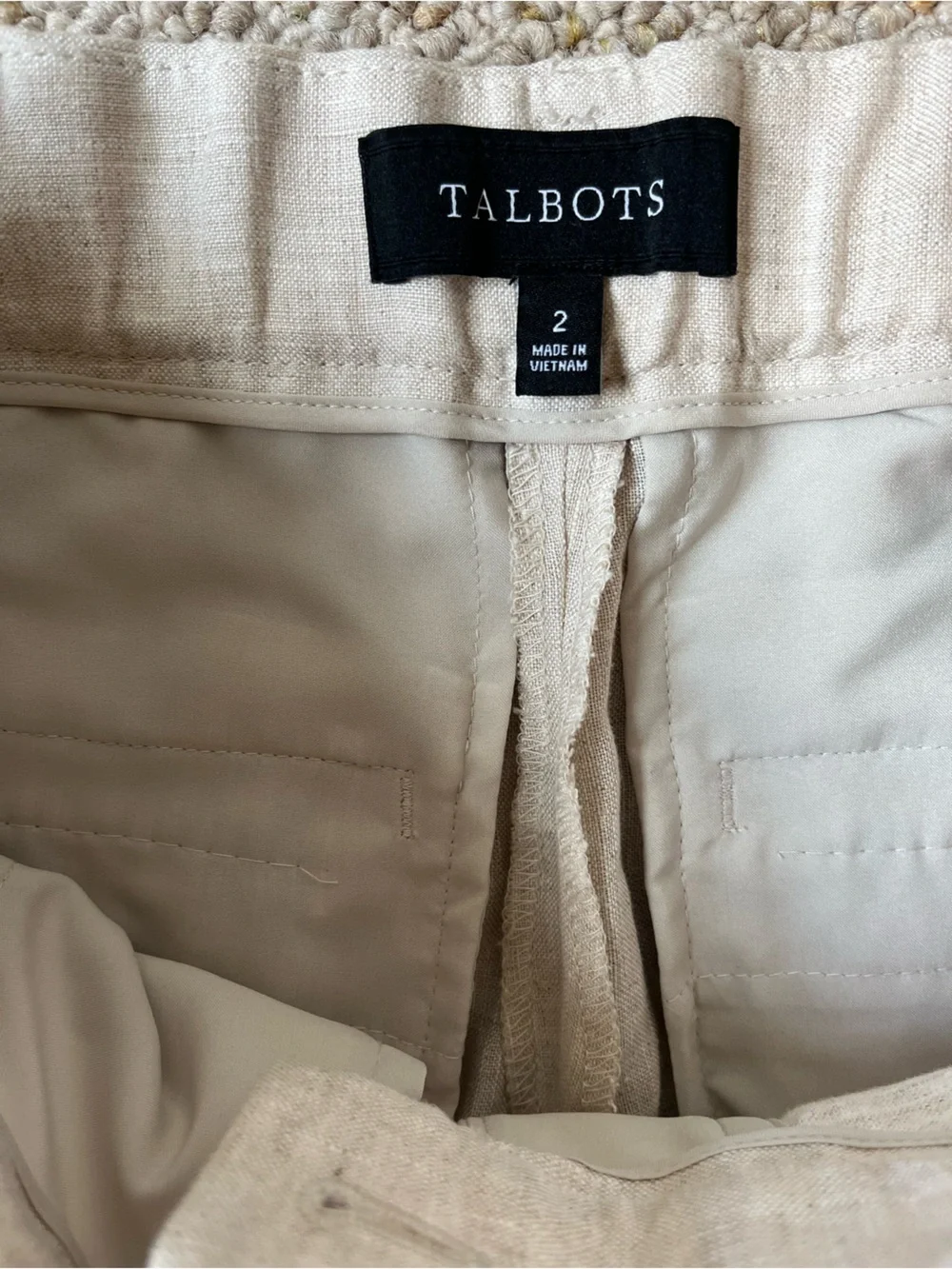Talbots 100% Linen Straight Leg ankle trouser pant size 2